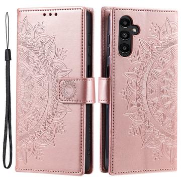 Samsung Galaxy A55 Mandala Series Etui med Pung - Rødguld