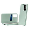 Samsung Galaxy A55 Smart Clear View Flip etui med kortplads - Lysegrøn