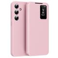 Samsung Galaxy A55 Smart Clear View Flip etui med kortplads - Pink