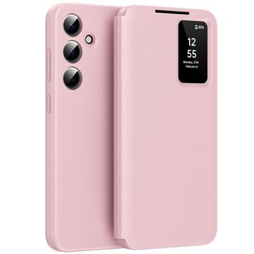 Samsung Galaxy A56 Smart Clear View Flip etui med kortplads - Pink