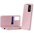 Samsung Galaxy A56 Smart Clear View Flip etui med kortplads - Pink
