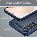 Samsung Galaxy A57 Børstet TPU Cover - Karbonfiber - blå