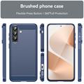 Samsung Galaxy A57 Børstet TPU Cover - Karbonfiber - blå
