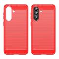 Samsung Galaxy A57 Børstet TPU Cover - Karbonfiber - rød