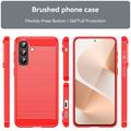 Samsung Galaxy A57 Børstet TPU Cover - Karbonfiber - rød