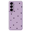 Samsung Galaxy A57 Slim TPU-cover med hjertemønster - Lilla / Sort