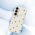 Samsung Galaxy A57 Slim TPU-cover med hjertemønster - Beige / sort