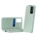 Samsung Galaxy A57 Smart Clear View Flip etui med kortplads - Lysegrøn