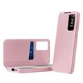 Samsung Galaxy A57 Smart Clear View Flip etui med kortplads - Pink