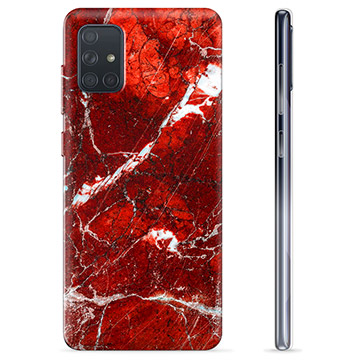 Samsung Galaxy A71 TPU Cover - Rød Marmor