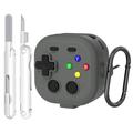 Samsung Galaxy Buds 4/4 Pro-etui i gaming-controller-stil med karabinhage og rengøringsværktøj - grå