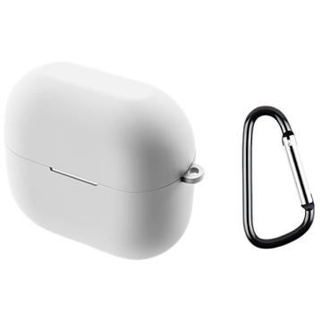 Samsung Galaxy Buds3 FE Silikone Cover med Karabinhage - Hvid