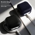 Samsung Galaxy Buds4/Buds4 Pro Elegant etui med karabinhage og rengøringspenne - Sort