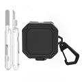 Samsung Galaxy Buds4/Buds4 Pro robust etui med karabinhage og rengøringspenne - sort