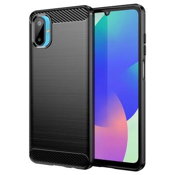 Samsung Galaxy M06/F06 5G Børstet TPU Cover - Karbonfiber - sort