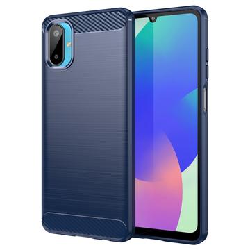 Samsung Galaxy M06/F06 5G Børstet TPU Cover - Karbonfiber - blå