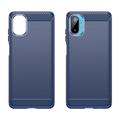 Samsung Galaxy M06/F06 5G Børstet TPU Cover - Karbonfiber - blå