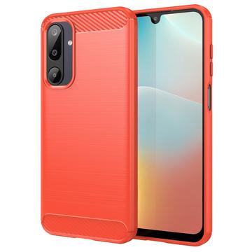 Samsung Galaxy M16/F36 Børstet TPU Cover - Karbonfiber - rød
