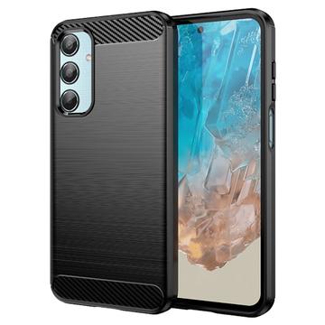 Samsung Galaxy M35 Børstet TPU Cover - Karbonfiber - Sort