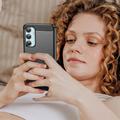 Samsung Galaxy M35 Børstet TPU Cover - Karbonfiber - Sort
