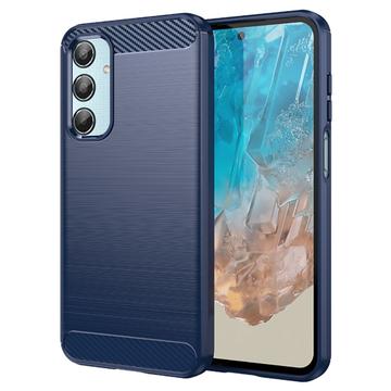 Samsung Galaxy M35 Børstet TPU Cover - Karbonfiber - Blå