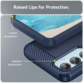Samsung Galaxy M35 Børstet TPU Cover - Karbonfiber - Blå