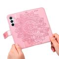 Samsung Galaxy M35 Mandala Series Etui med Pung - Pink