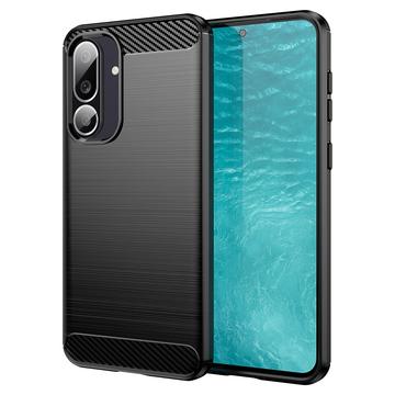 Samsung Galaxy M56/F56 Børstet TPU Cover - Karbonfiber - Sort