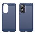 Samsung Galaxy M56/F56 Børstet TPU Cover - Karbonfiber - blå