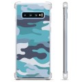 Samsung Galaxy S10 Hybrid Cover - Blå Camouflage