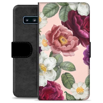 Samsung Galaxy S10+ Premium Flip Cover med Pung - Romantiske Blomster