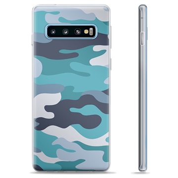 Samsung Galaxy S10+ TPU Cover - Blå Camouflage