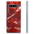 Samsung Galaxy S10+ TPU Cover - Rød Marmor