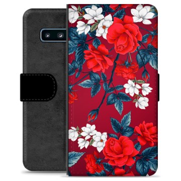 Samsung Galaxy S10 Premium Flip Cover med Pung - Vintage Blomster