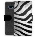 Samsung Galaxy S10 Premium Flip Cover med Pung - Zebra