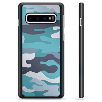 Samsung Galaxy S10 Beskyttende Cover - Blå Camouflage