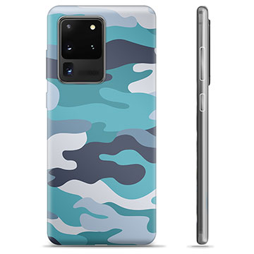 Samsung Galaxy S20 Ultra TPU Cover - Blå Camouflage