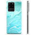 Samsung Galaxy S20 Ultra TPU Cover - Blå Marmor