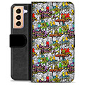 Samsung Galaxy S21+ 5G Premium Flip Cover med Pung - Graffiti