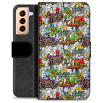 Samsung Galaxy S21+ 5G Premium Flip Cover med Pung - Graffiti