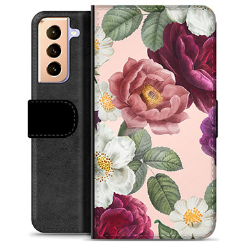 Samsung Galaxy S21+ 5G Premium Flip Cover med Pung - Romantiske Blomster