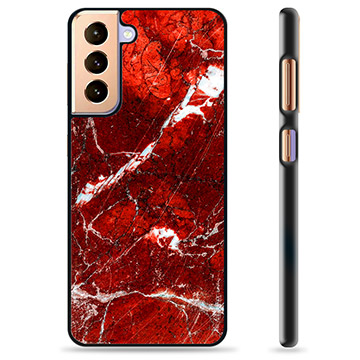 Samsung Galaxy S21+ 5G Beskyttende Cover - Rød Marmor