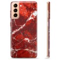 Samsung Galaxy S21+ 5G TPU Cover - Rød Marmor