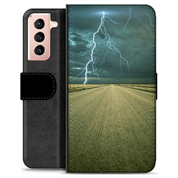 Samsung Galaxy S21 5G Premium Flip Cover med Pung - Storm