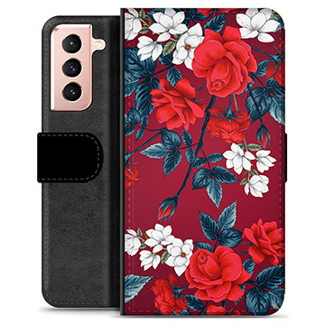 Samsung Galaxy S21 5G Premium Flip Cover med Pung - Vintage Blomster