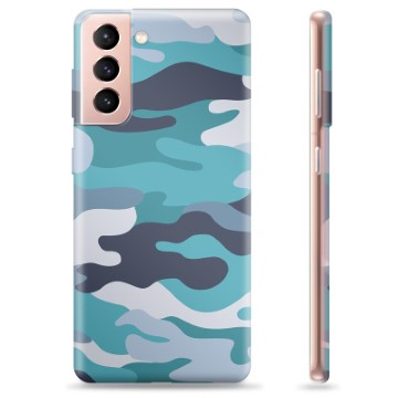 Samsung Galaxy S21 5G TPU Cover - Blå Camouflage