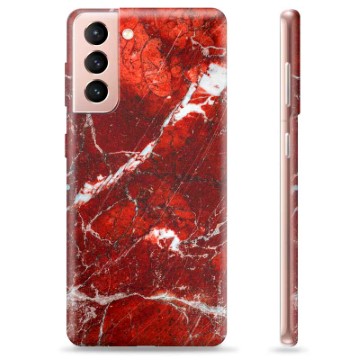 Samsung Galaxy S21 5G TPU Cover - Rød Marmor