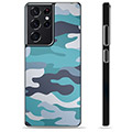 Samsung Galaxy S21 Ultra 5G Beskyttende Cover - Blå Camouflage