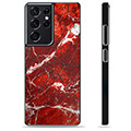 Samsung Galaxy S21 Ultra 5G Beskyttende Cover - Rød Marmor