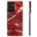 Samsung Galaxy S21 Ultra 5G TPU Cover - Rød Marmor